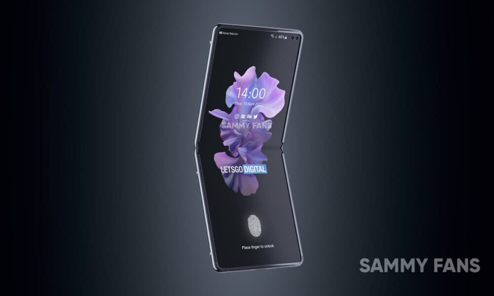 新三星Galaxy翻盖专利显示双重孔摄像头,插入指纹传感器