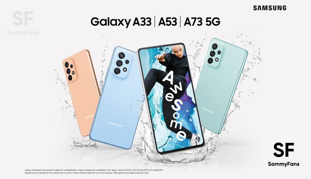 三星分享了Galaxy A53,A73,A33,A23和A13的OS支持和处理器规格